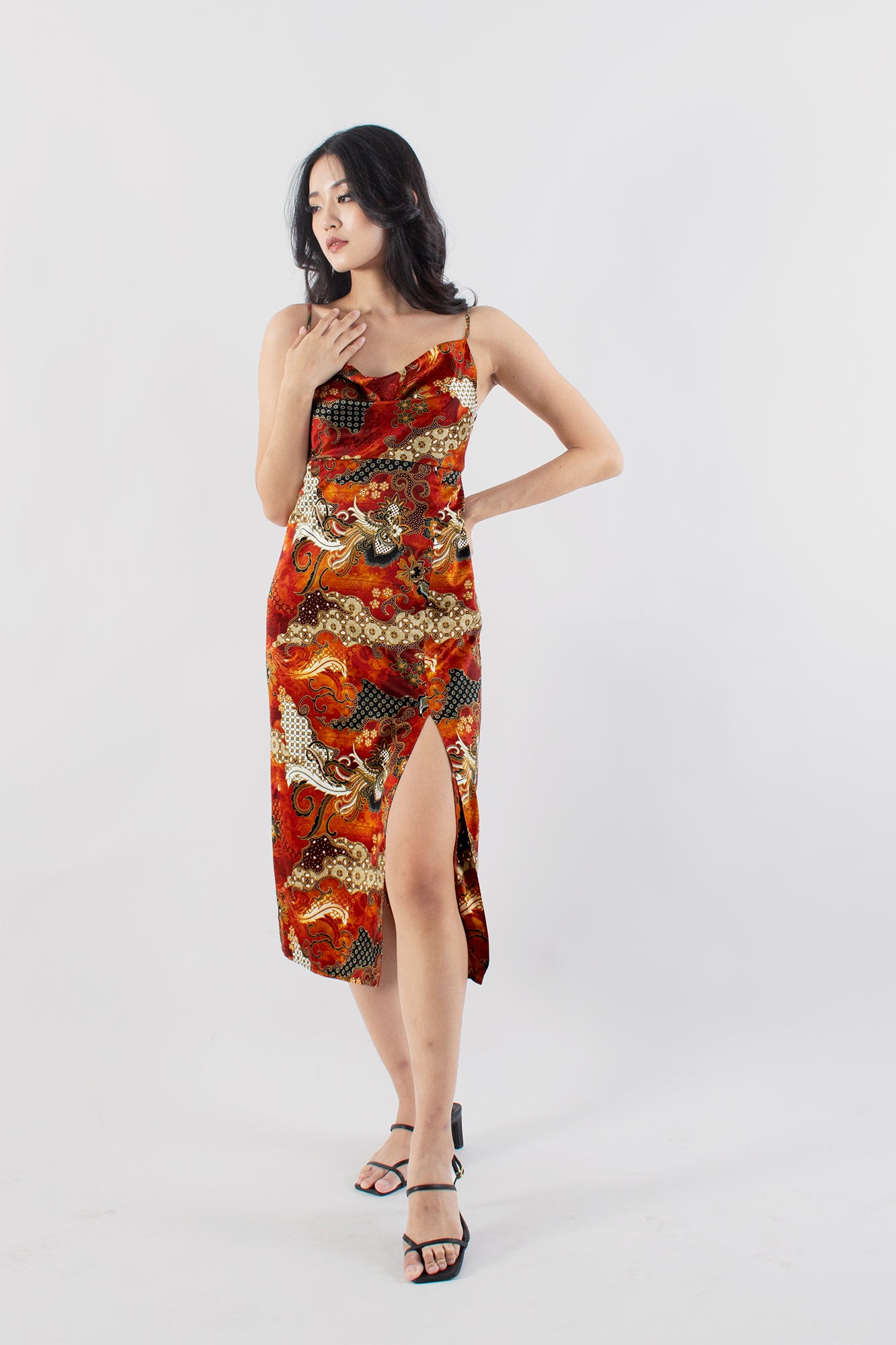 Ira Batik Two Way Midi Split Dress - Cedar