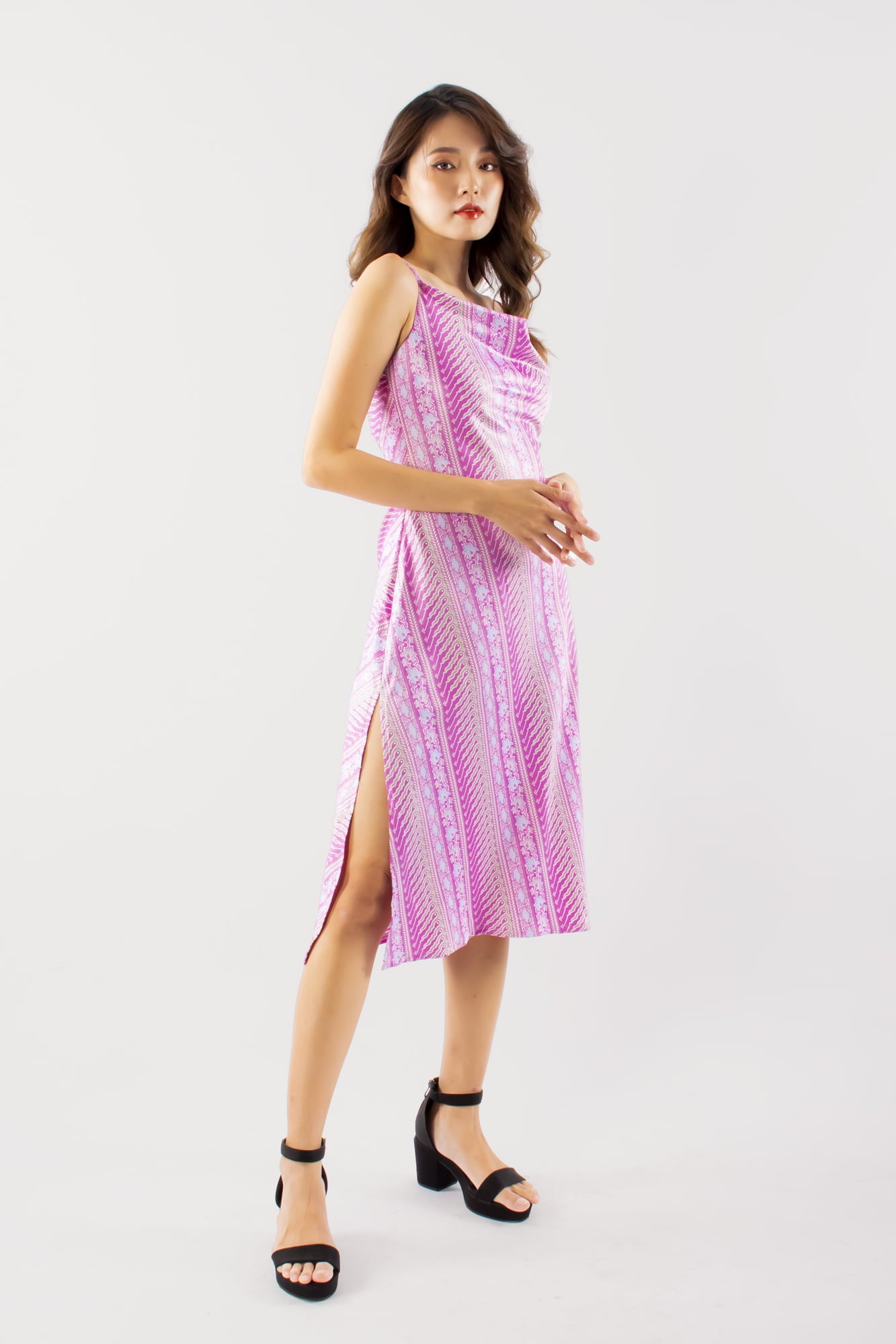 Ira Batik Two Way Midi Split Dress - Pink
